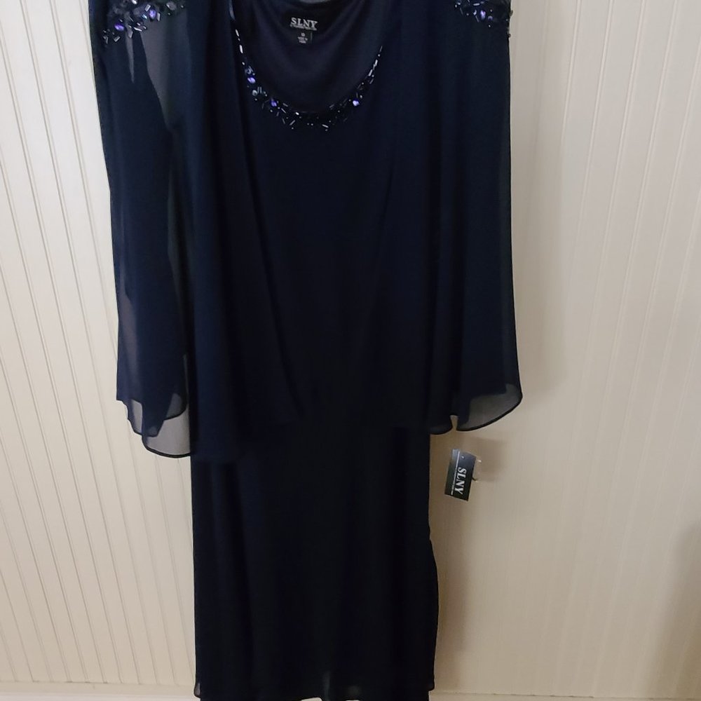 SLNY (2) Piece Embellished Sleeveless Dress with Long Sleeve Jacket